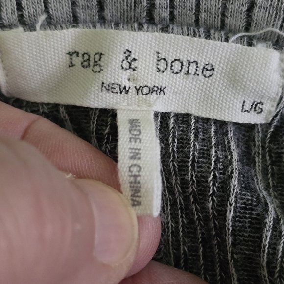 Rag & Bone Elina Mélange Gray Ribbed Midi Dress Crew Neck Short Sleeve Size L - Picture 11 of 13